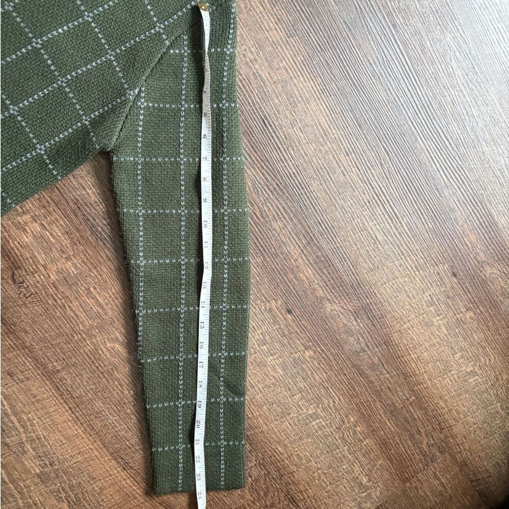 Anthropologie green window pane long line open cardigan sweater Oliver by Escio - Picture 13 of 15